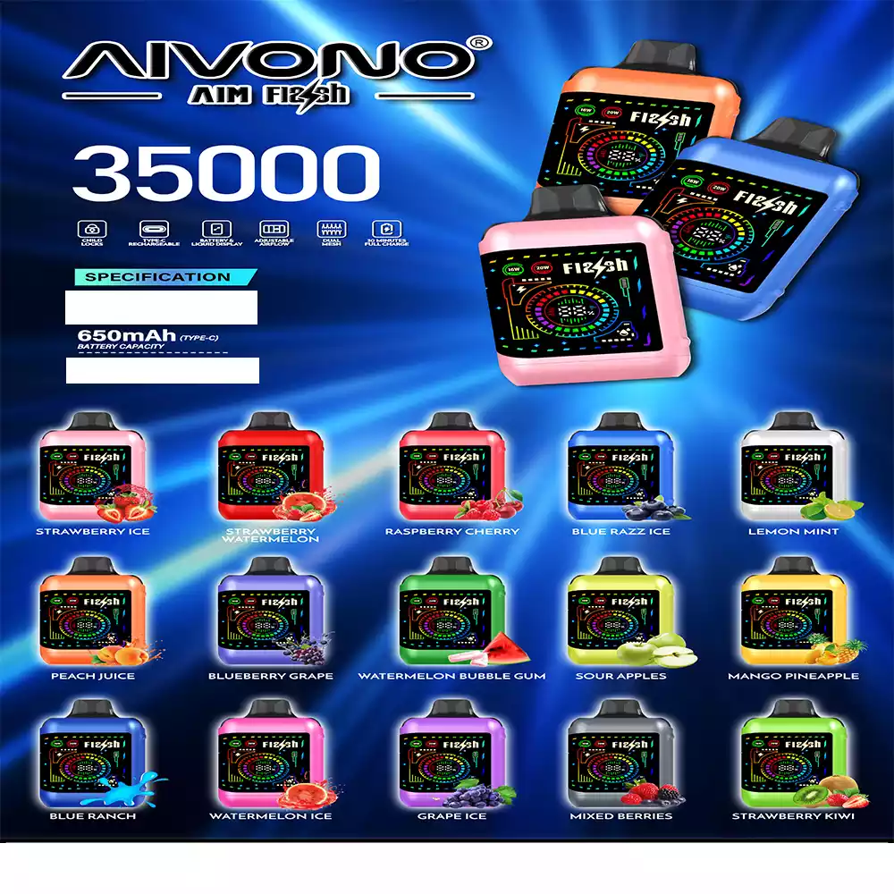 Aivono Aim Flash 35K Vape Big Puff with LED Display and Dual Mesh Vape