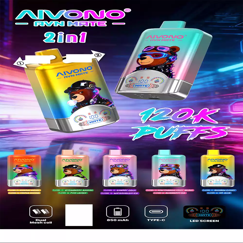 Aivono MATE 120K Vape Big Puff with LED Display and 2 in 1 Design V