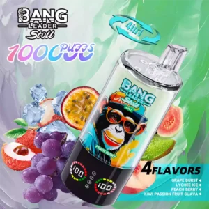 Bang Leader Vape 100K Puff 4 in 1 Vape Grape Burst & Lychee Ice & Peach Berry & Kiwi Passion Fruit Guava