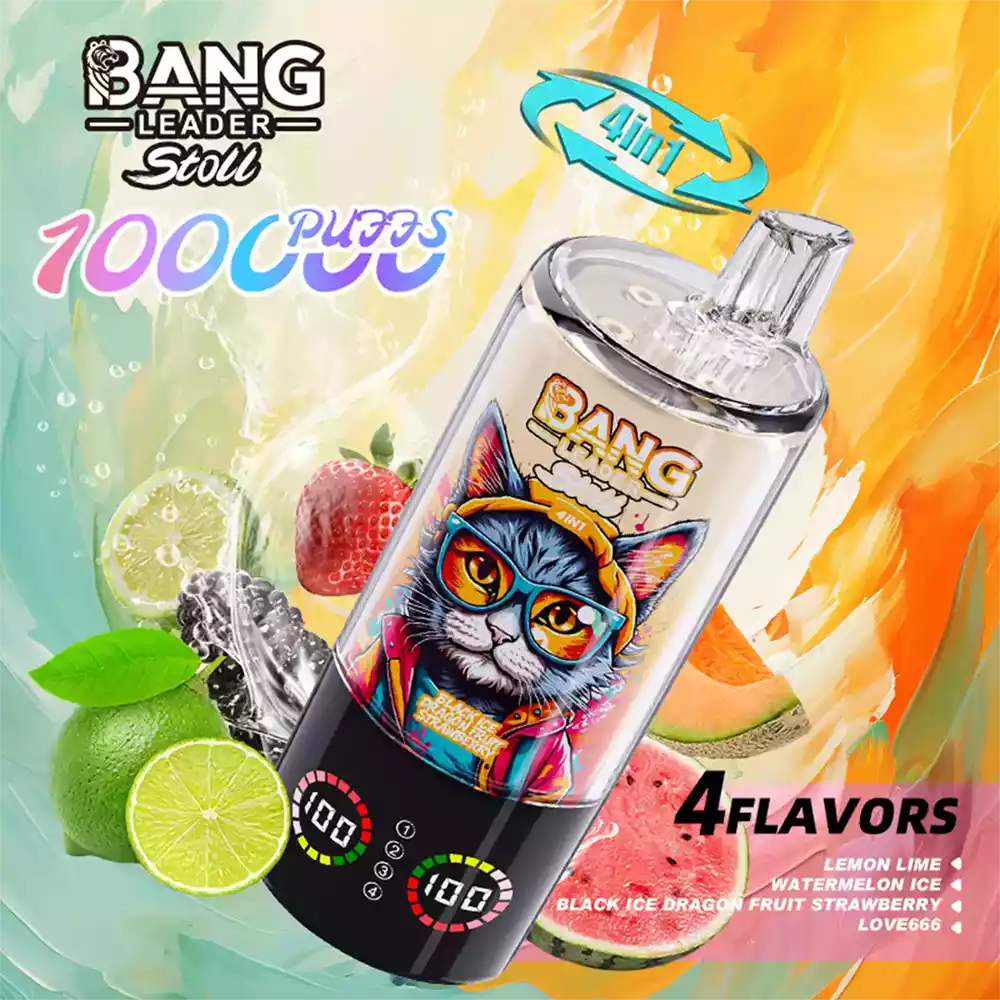 Bang Leader 100K Vape Big Puff 4 In 1 Multi Flavor Rechargeable Vape 9 Bang Leader Vape 100K Puff 4 in 1 Vape Lemon Lime & Watermelon Ice & Black Dragon Ice Dragon Fruit Strawberry & Love 666