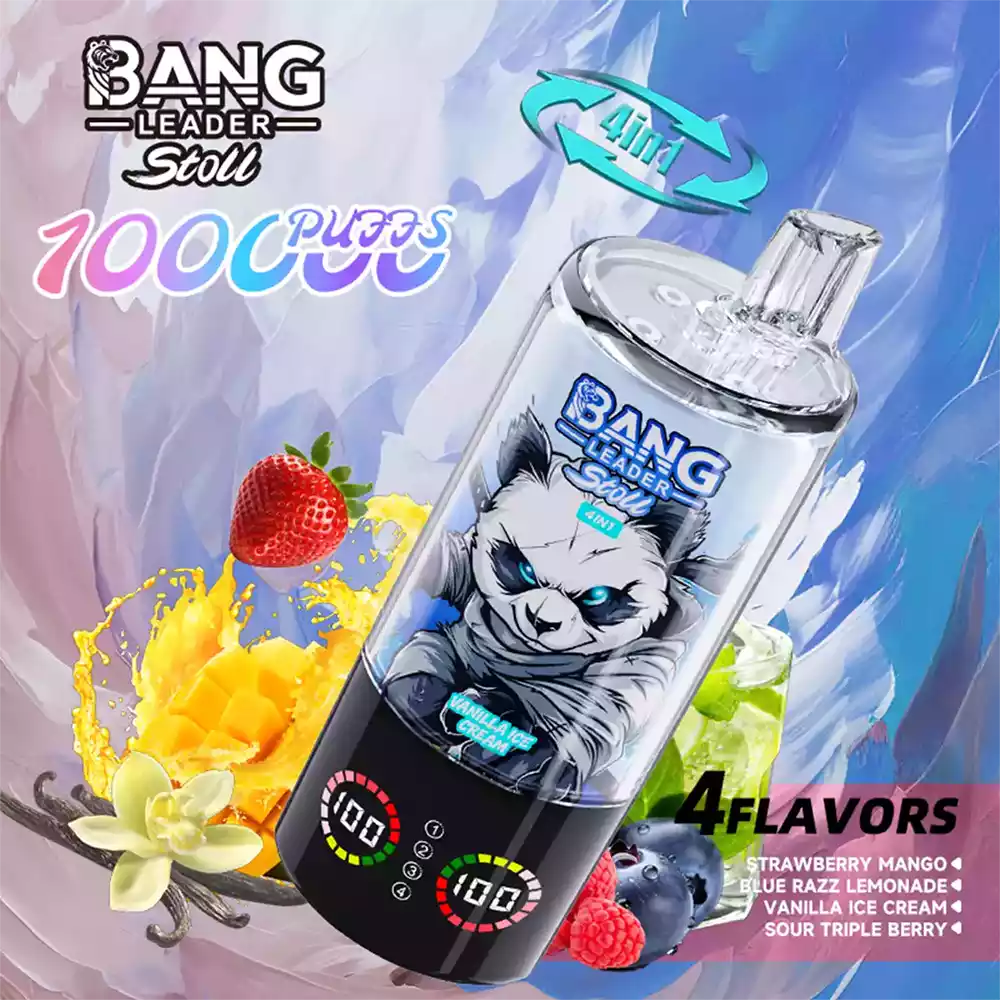 Bang Leader 100K Vape Big Puff 4 In 1 Multi Flavor Rechargeable Vape 5 Bang Leader Vape 100K Puff 4 in 1 Vape Strawberry Mango & Blue Razz Lemonade & Vanilla Ice Cream & Sour Triple Berry