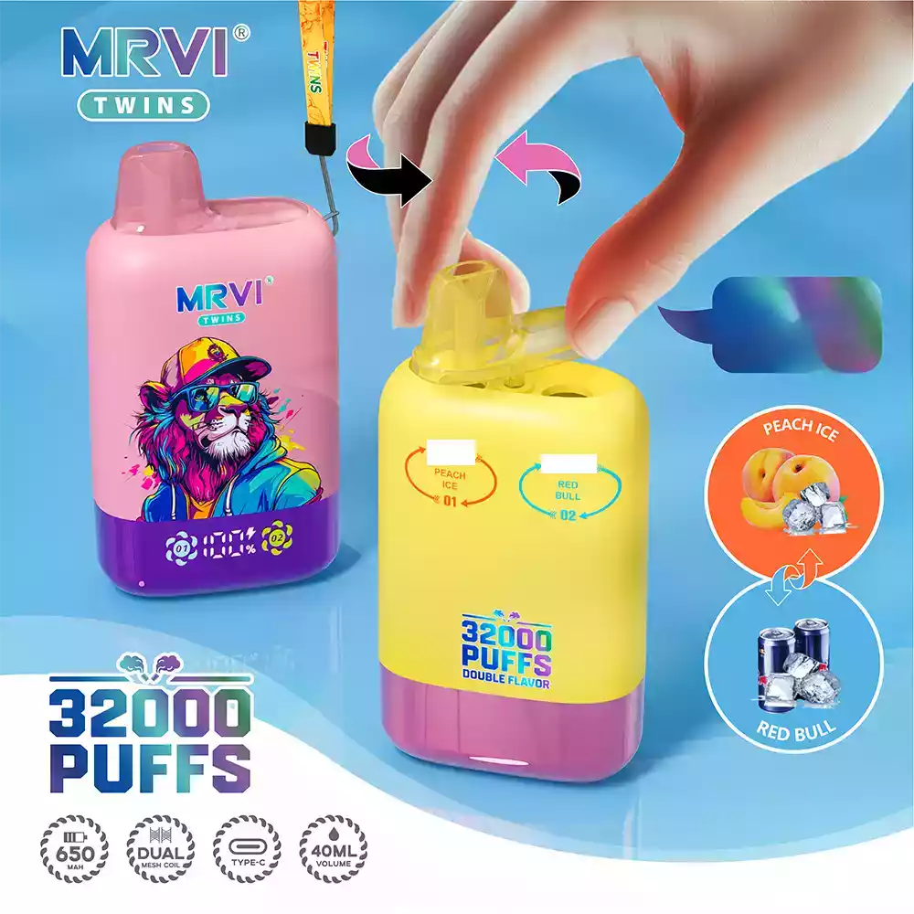 Mrvi Twins 32K Vape Big Puff Dual Flavor Rechargeable Vape
