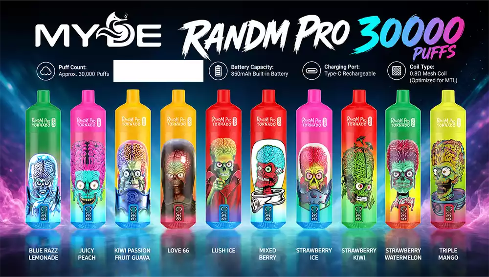 Myde Vape RandM Pro 30K Big Puff LED Rechargeable Vape