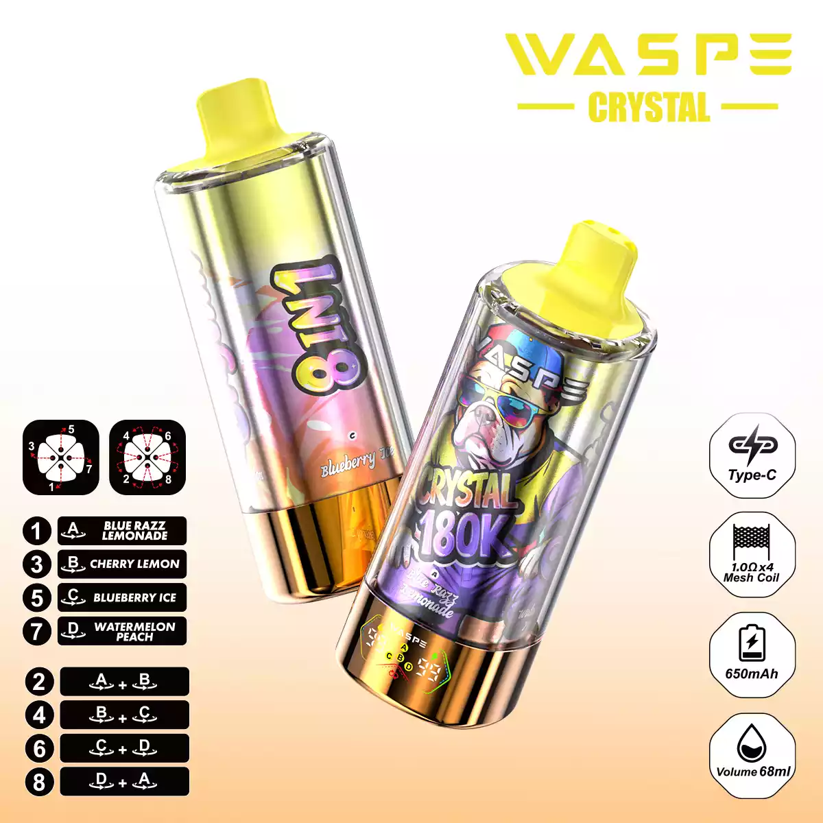 Waspe Vape Crystal 8 in 1 180K