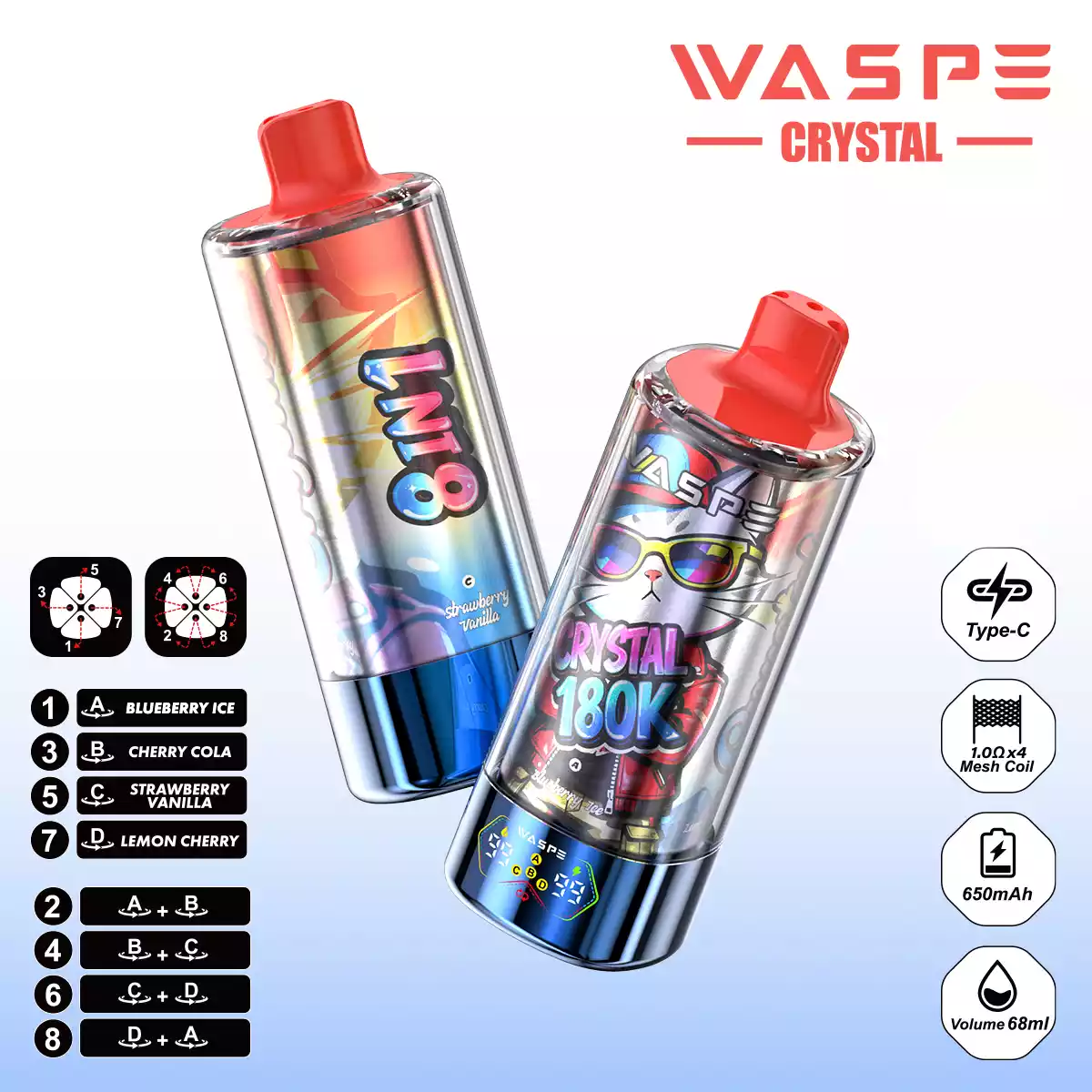 Waspe Vape Crystal 8 in 1 180K