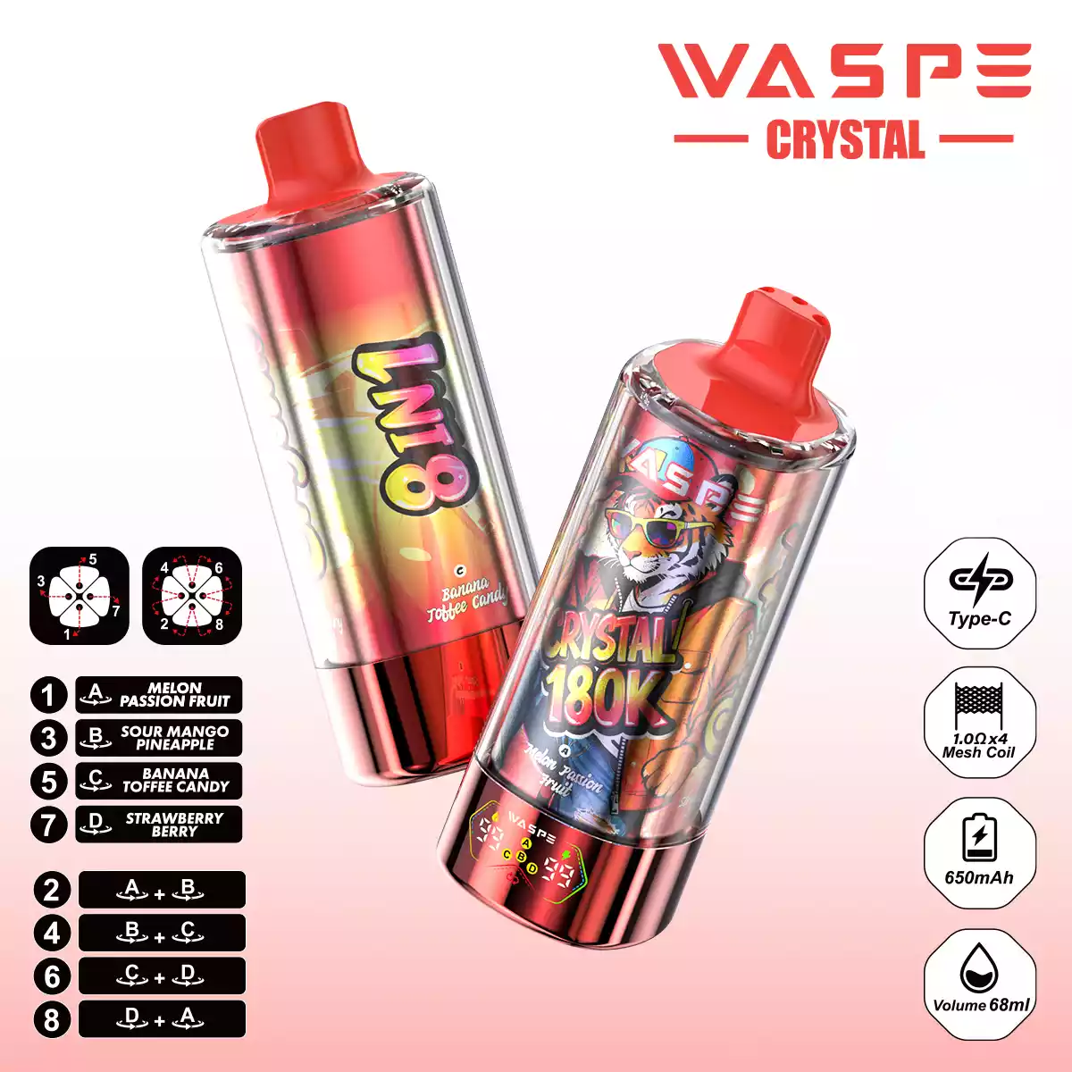 Waspe Vape Crystal 8 in 1 180K