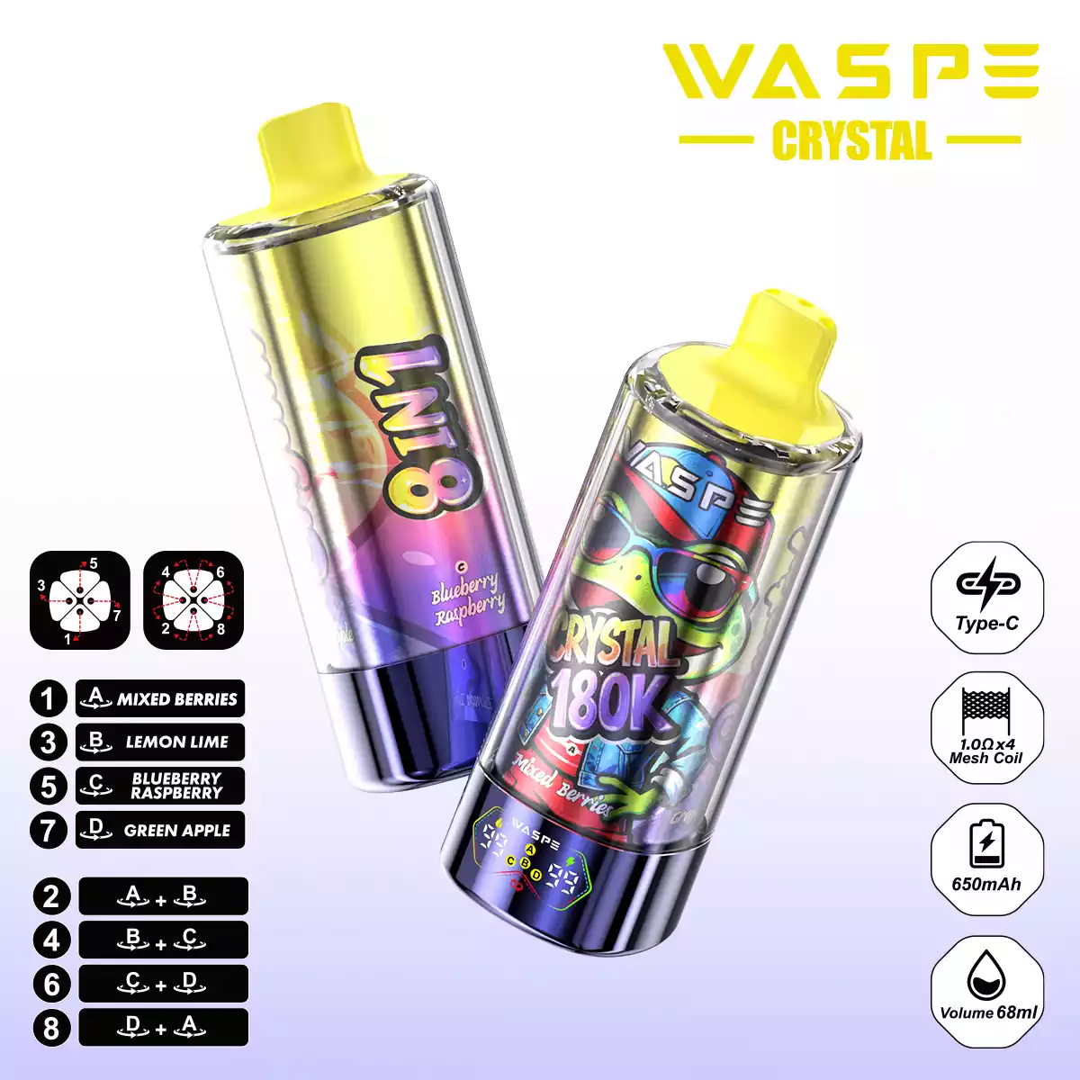 Waspe Vape Crystal 8 in 1 180K