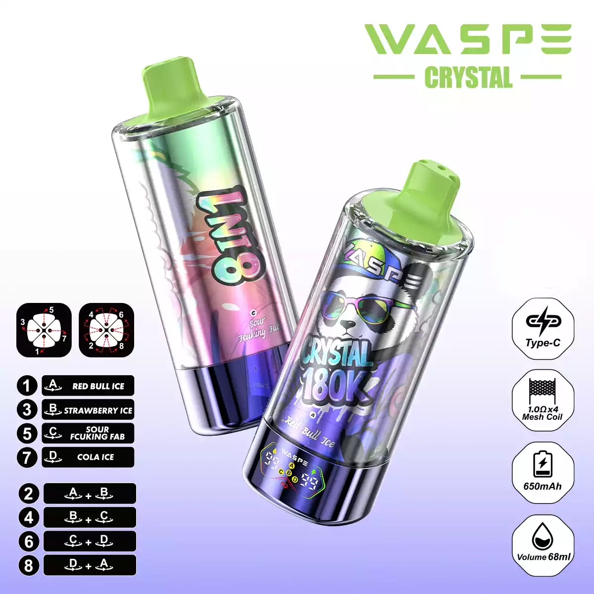 Waspe Vape Crystal 8 in 1 180K