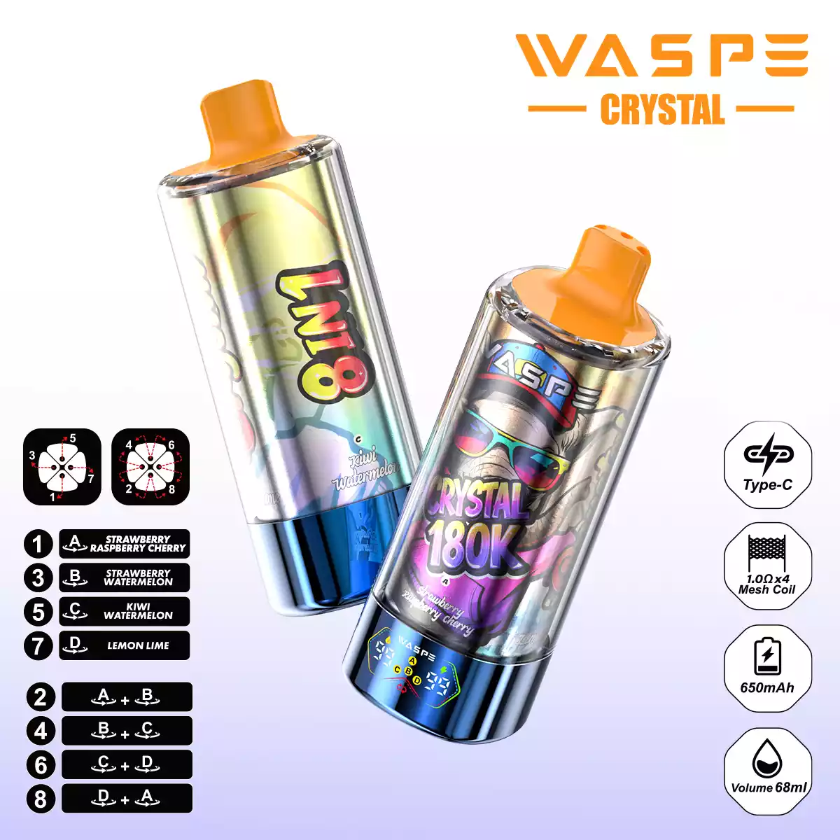 Waspe Vape Crystal 8 in 1 180K