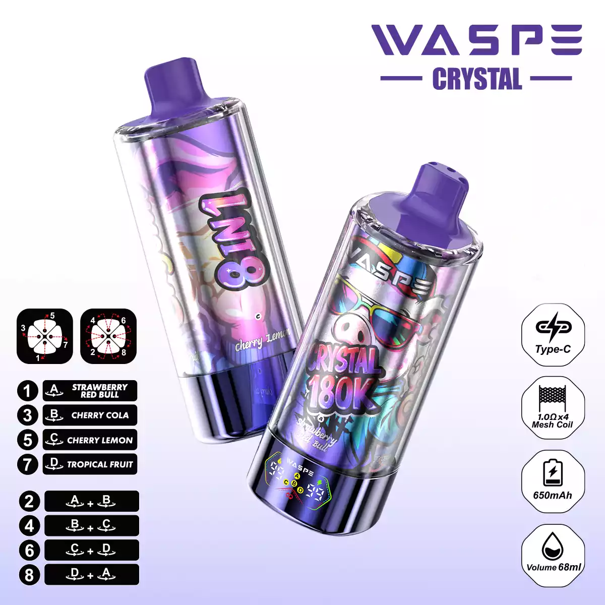 Waspe Vape Crystal 8 in 1 180K