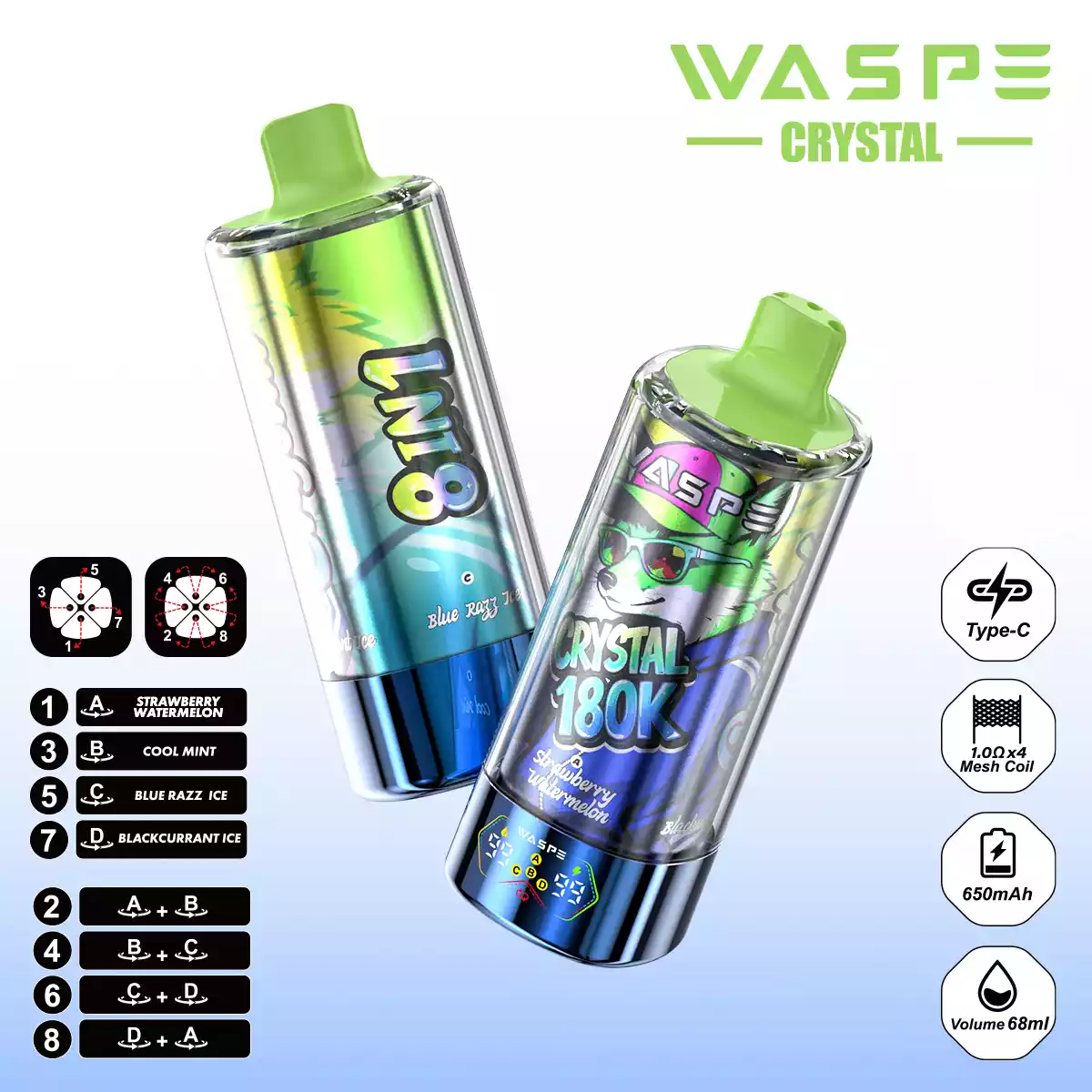 Waspe Vape Crystal 8 in 1 180K