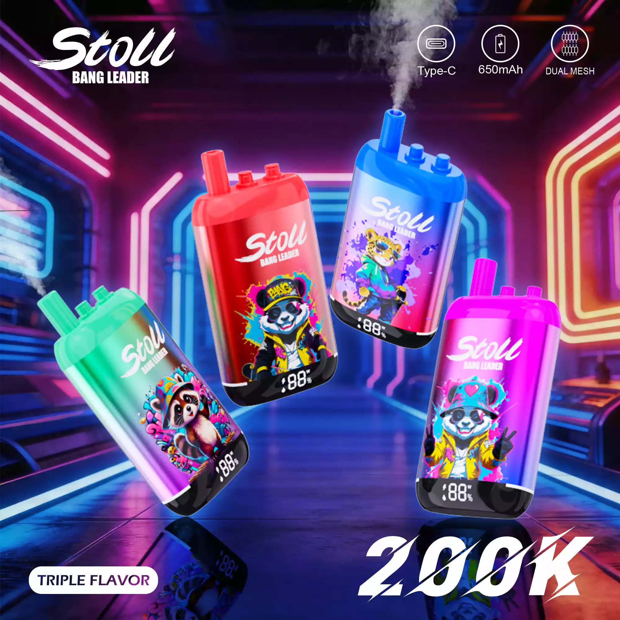 Bang Leader Vape 200K Puff 3 i 1 Smag Mesh Coil Vape