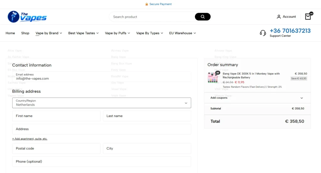 Enter Shipping Information and Payment
