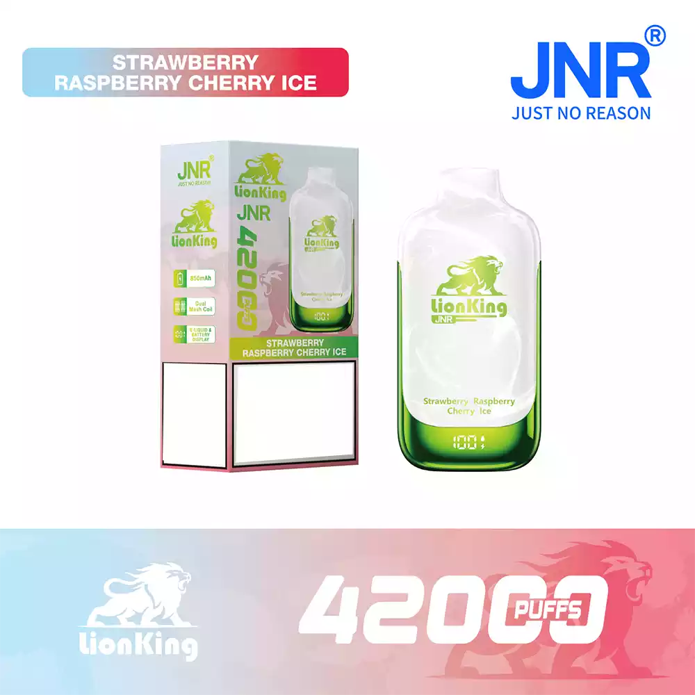Jnr Vape 42K Vape Rechargeable Vape Strawberry Raspberry Cherry Ice