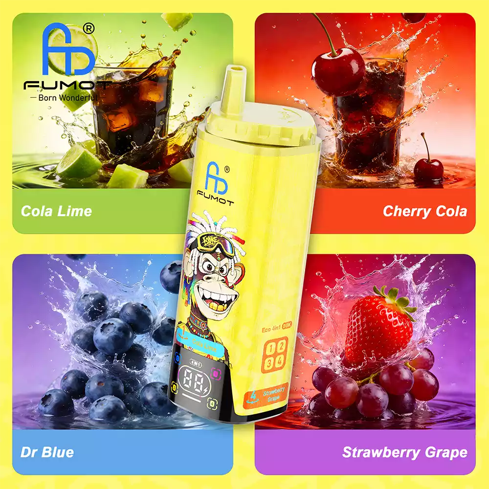 RandM Vape 4 in 1 Vape 80K Puff Cola Lime & Cherry Cola & Dr Blue & Strawberry Grape