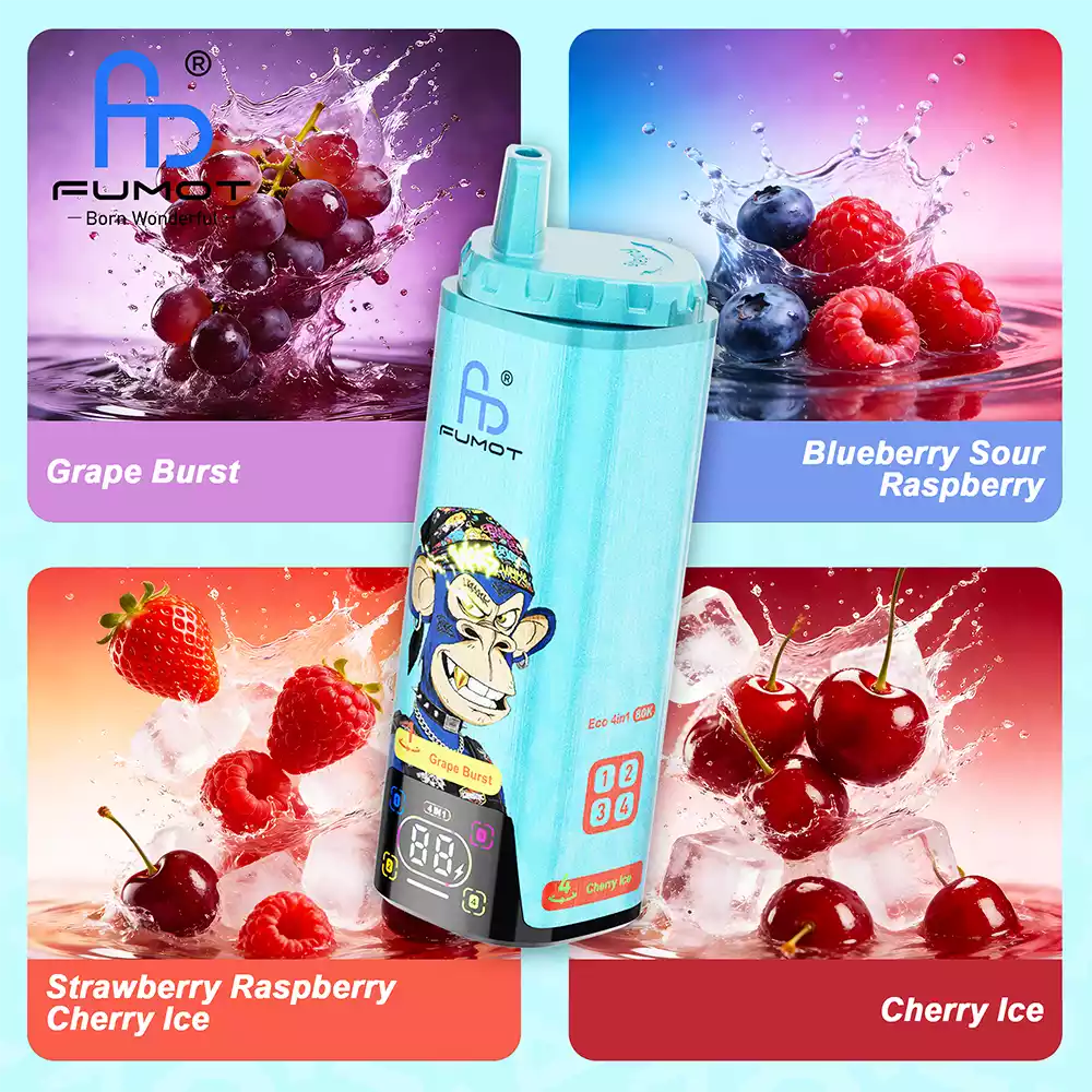 RandM Vape 4 in 1 Vape 80K Puff Grape Burst & Blueberry Sour Raspberry & Strawberry Raspberry Cherry Ice & Cherry Ice