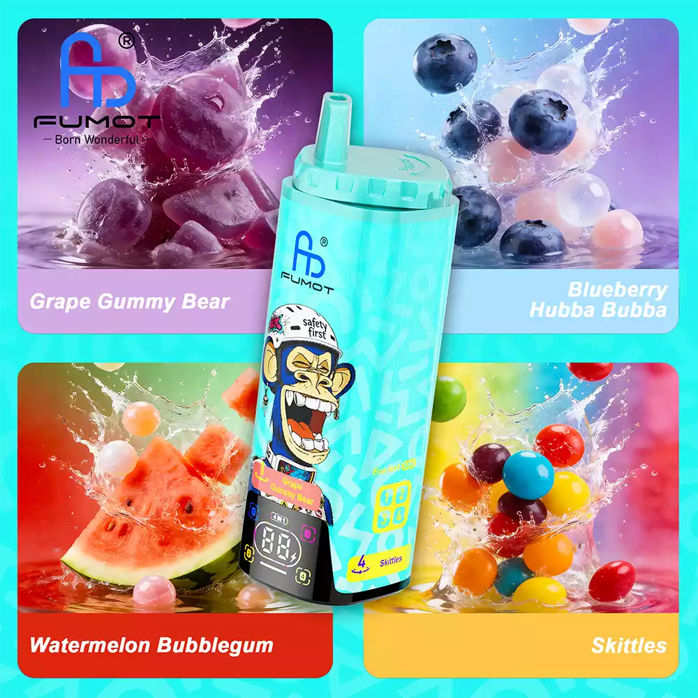 RandM Vape 4 in 1 Vape 80K Puff Grape Gummy Bear & Blueberry Hubba Bubba & Watermelon Bubblegum & Skittles