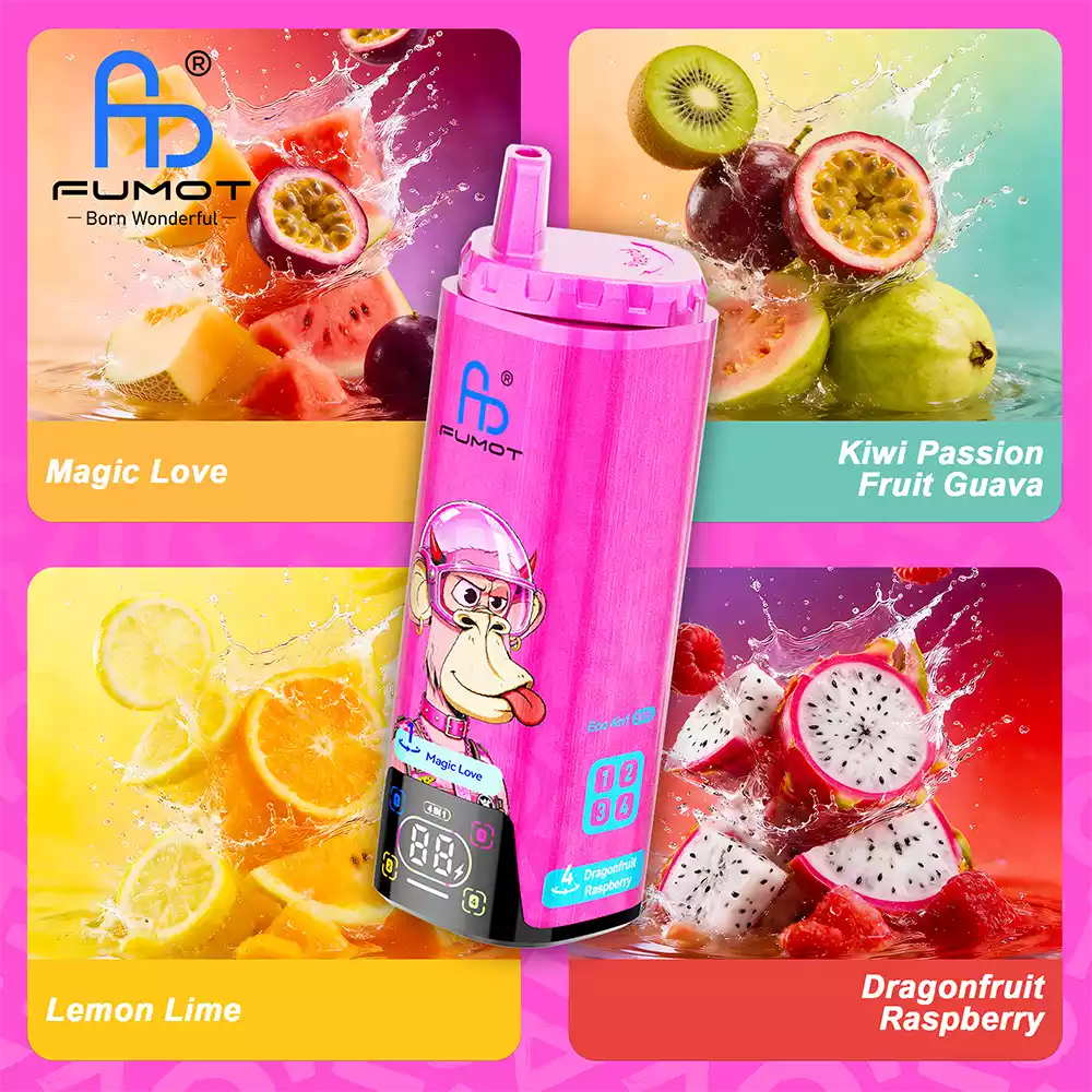 RandM Vape 4 in 1 Vape 80K Puff Magic Love & Kiwi Passion Fruit Guava & Dragonfruit Raspberry & Lemon Lime
