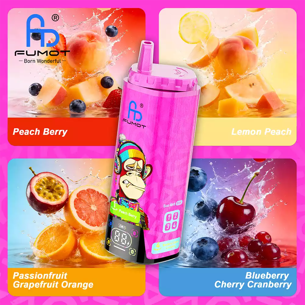 RandM Vape 4 in 1 Vape 80K Puff Peach Berry & Lemon Peach & Passionfruit Grapefruit Orange & Blueberry Cherry Cranberry
