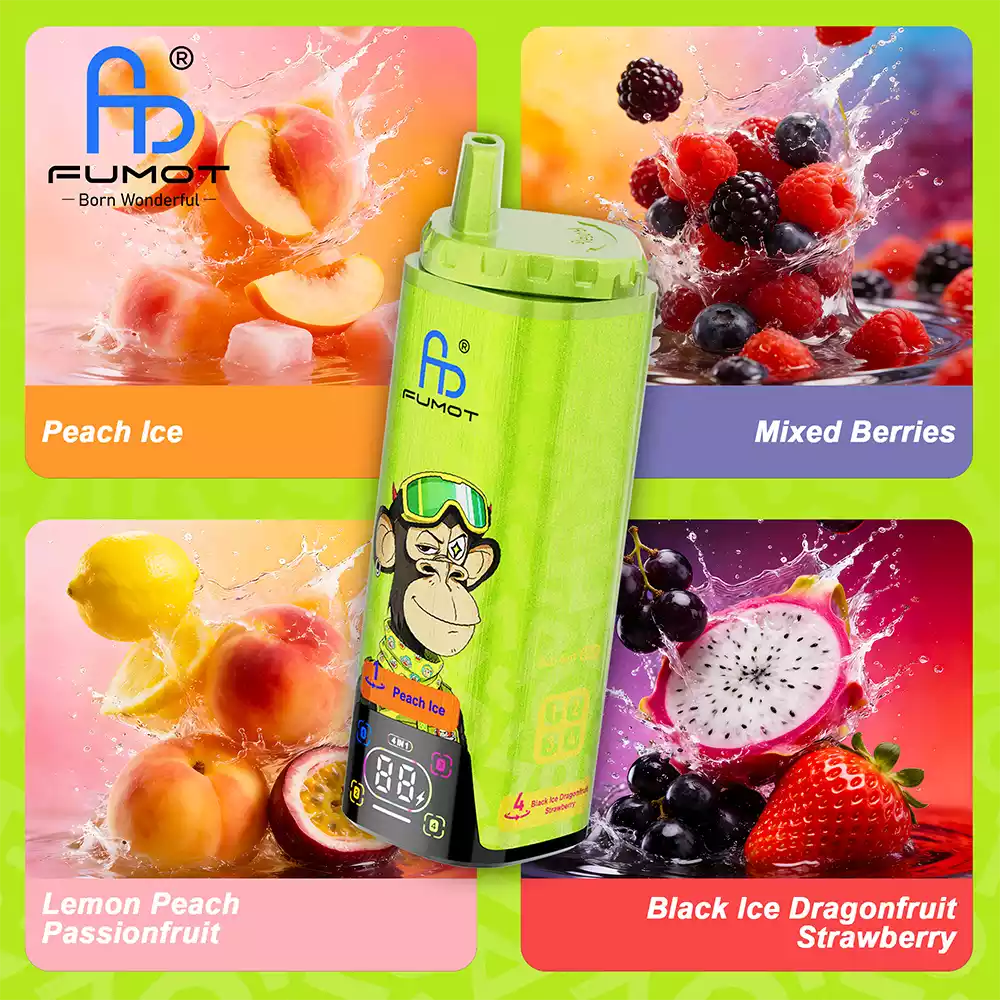 RandM Vape 4 in 1 Vape 80K Puff Peach Ice & Mixed Berries & Lemon Peach Passionfruit & Black Ice Dragonfruit Strawberry