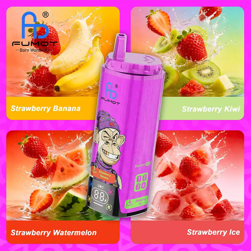 RandM Vape 4 in 1 Vape 80K Puff Strawberry Banana & Strawberry Kiwi & Strawberry Watermelon & Strawberry Ice