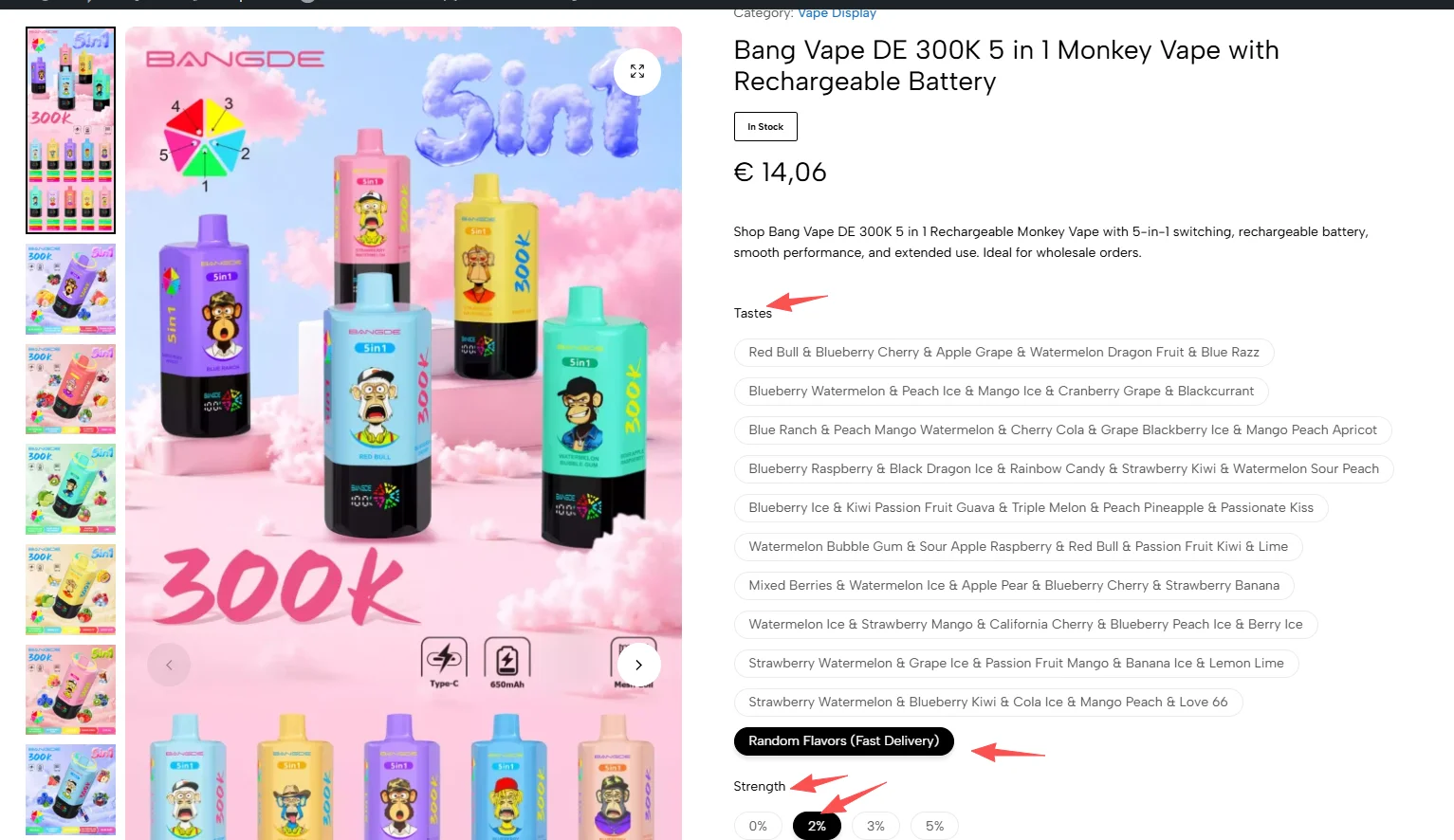 Choose Flavour and Nicotine Strength