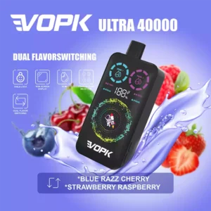 Vopk Vape 40K Puff 2 in 1 Vape Blue Razz Cherry & Strawberry Raspberry