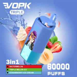 Vopk Vape 60K Puff 3 In 1 Vape Watermelon Ice & Triple Melon Ice & Strawberry Ice Cream