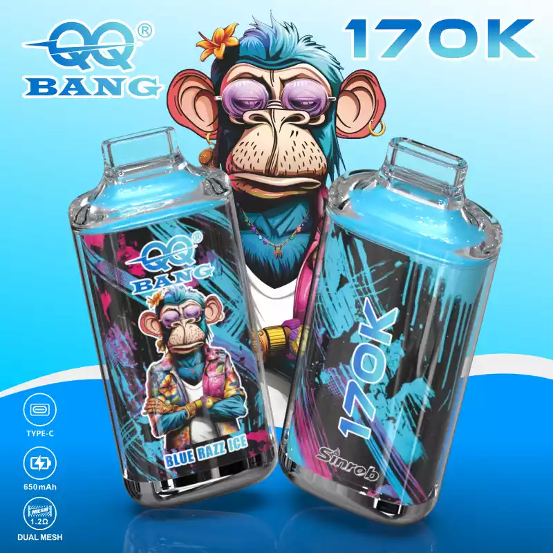 QQ Bang Vape 170K Puff Monkey Vape Bulk Supplier 12 QQ Bang Vape 170K Puff Monkey Vape Blue Razz Ice