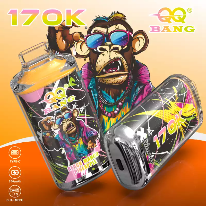 QQ Bang Vape 170K Puff Monkey Vape Bulk Supplier 5 QQ Bang Vape 170K Puff Monkey Vape Peach Mango Watermelon